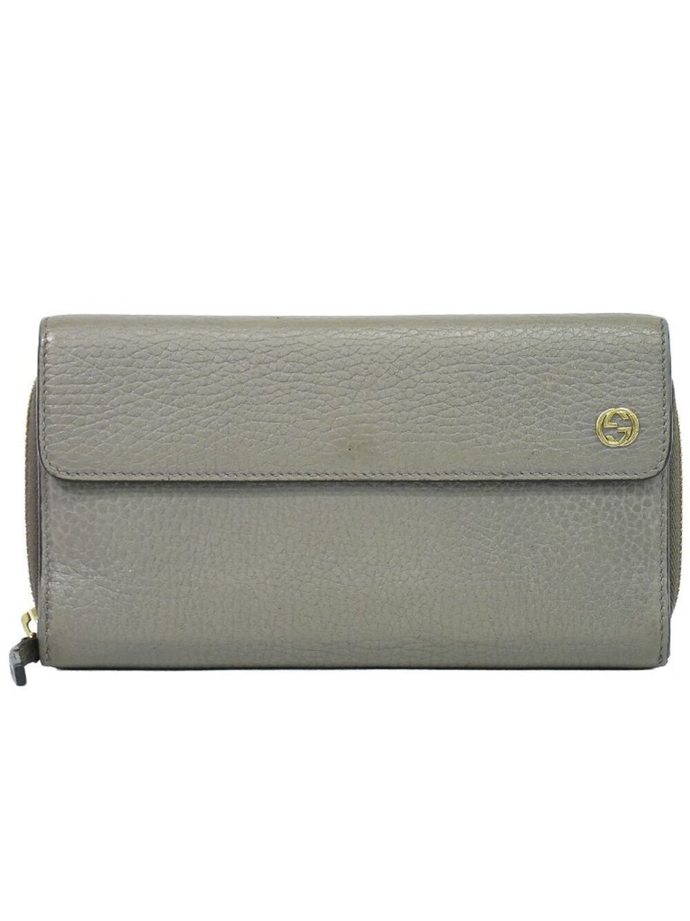 Gucci Interlocking G Snap Zip Around Wallet Leather Gray